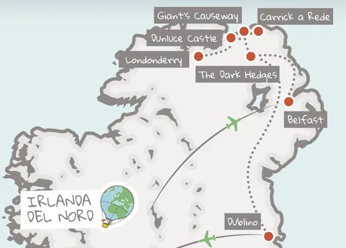 Mappa viaggio organizzato Irlanda del Nord e Dublino